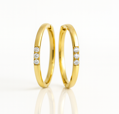 Kolczyki koła z kryształami ze STALI CHIRURGICZNEJ złote 