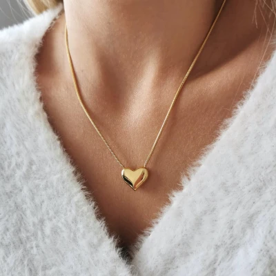 Naszyjnik serce żmijka POZŁACANA STAL