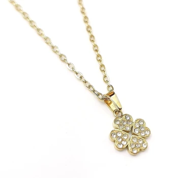  Naszyjnik koniczynka z kryształami ze STALI SZLACHETNEJ  