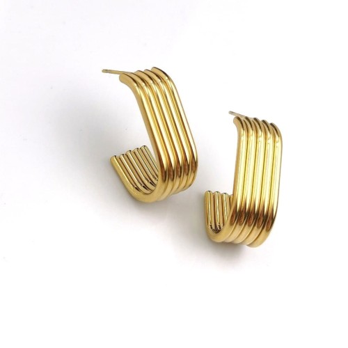 Kolczyki podłużne zawinięte POZŁACANA STAL