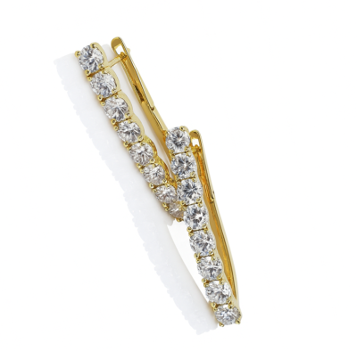 Złote kolczyki ze STALI SZLACHETNEJ  podłużne kryształki  