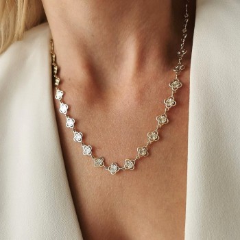 Naszyjnik złote koniczynki clover POZŁACANA STAL