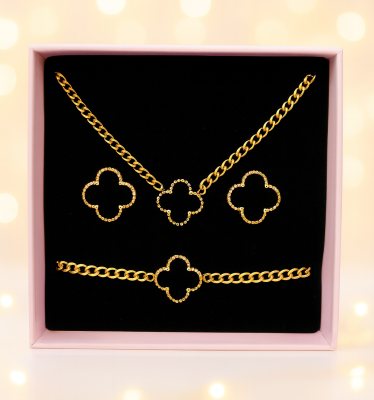 Zestaw biżuterii  Classy Clover POZŁACANA STAL 