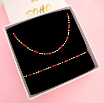 Zestaw biżuterii Cherry POZŁACANA STAL 