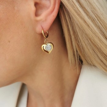 Kolczyki serduszka z kryształami POZŁACANA STAL  