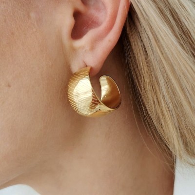 Kolczyki koła szersze boho ze STALI CHIRURGICZNEJ złote  