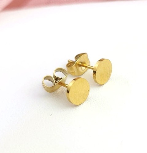 Kolczyki złote  ze STALI CHIRURGICZNEJ klasyczne blaszki monetki