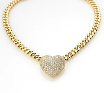 Naszyjnik choker z sercem kryształki POZŁACANA STAL pancerka