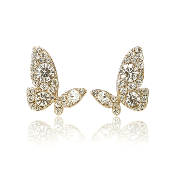 Kolczyki POZŁACANE STAL motylki kryształy