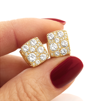 Kolczyki POZŁACANE STAL prostokątne z kryształami