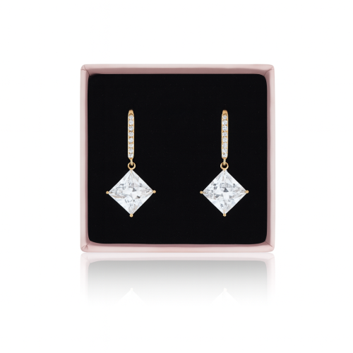 Kolczyki złote wiszące kryształy POZŁACANA STAL