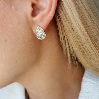 Kolczyki łezki z cyrkoniami POZŁACANE ze STALI SZLACHETNEJ 