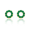 Kolczyki złote z  zielonymi kryształałami POZŁACANA STAL