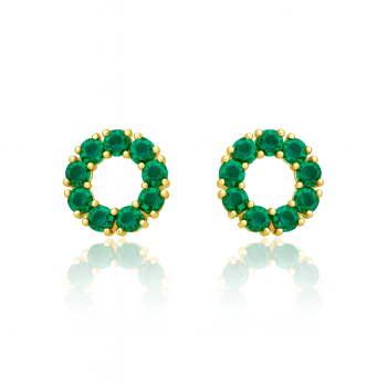 Kolczyki złote z  zielonymi kryształałami POZŁACANA STAL  