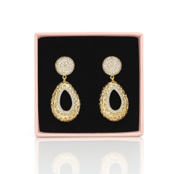 Kolczyki złote wiszące z cyrkoniami POZŁACANA STAL    