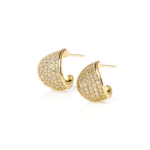 Kolczyki złote nieregularne z cyrkoniami POZŁACANA STAL