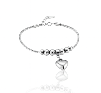 Bransoletka srebrna serce modułowa charms STAL CHIRURGICZNA