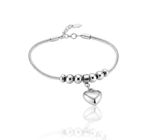 Bransoletka srebrna serce modułowa charms STAL CHIRURGICZNA