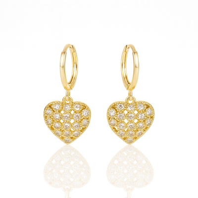 Kolczyki koła serduszka z cyrkoniami POZŁACANE  