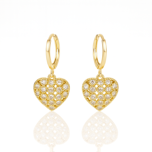 Kolczyki koła serduszka z cyrkoniami POZŁACANE