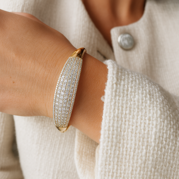  Bransoletka bangle z kryształami POZŁACANA