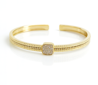  Bransoletka bangle z kryształami POZŁACANA  