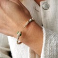 Bransoletka bangle wąż z kryształami POZŁACANA