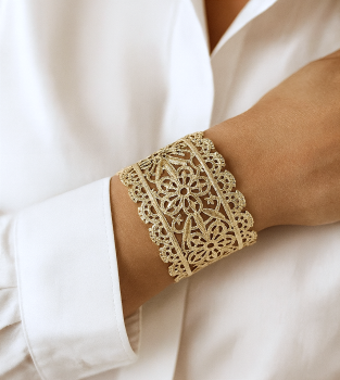  Bransoletka bangle ażurowy wzór POZŁACANA  