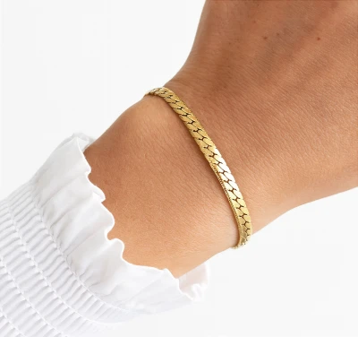 Bransoletka złota ze STALI CHIRURGICZNEJ klasyczna pleciona płaska 4 mm