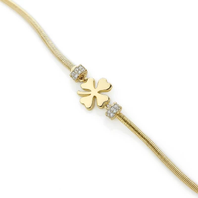 Bransoletka POZŁACANA koniczynka kryształy  