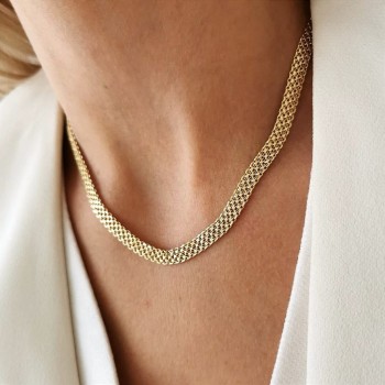 Naszyjnik pleciony POZŁACANA STAL SZLACHETNA