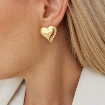 Kolczyki serca dmuchane ze STALI CHIRURGICZNEJ złote 