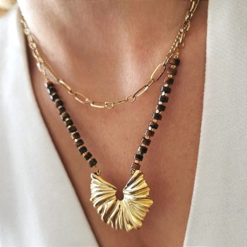 Naszyjnik tygrysie oko zawieszka boho POZŁACANA STAL