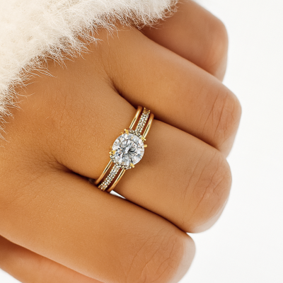  Pierścionek POZŁACANY zaręczynowy kryształ kolor złoty  