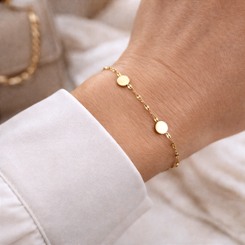 Bransoletka monetki blaszki ze STALI CHIRURGICZNEJ kolor złoty 