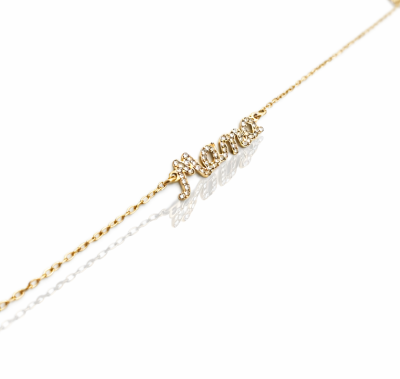 Bransoletka mama kryształki ze STALI CHIRURGICZNEJ kolor złoty 