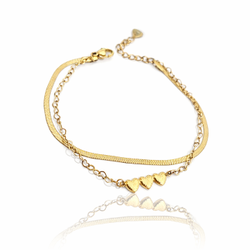 Bransoletka POZŁACANA STAL żmijka serduszka