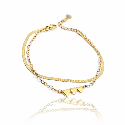 Bransoletka POZŁACANA STAL żmijka serduszka