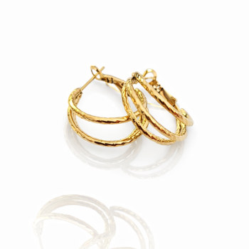 Złote kolczyki ze STALI CHIRURGICZNEJ koła potrójne tłoczone