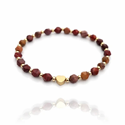 Bransoletka  AGAT zlote serduszko POZŁACANA STAL  