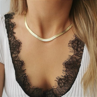 Naszyjnik STAL CHIRURGICZNA klasyczna żmijka 6 mm bez zawieszek kolor złoty 