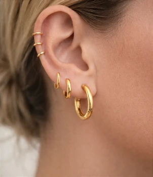 Kolczyki zestaw 3 pary koła POZŁACANA STAL 