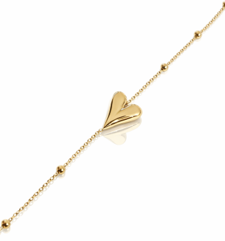 Złota bransoletka serduszko kulki POZŁACANA STAL