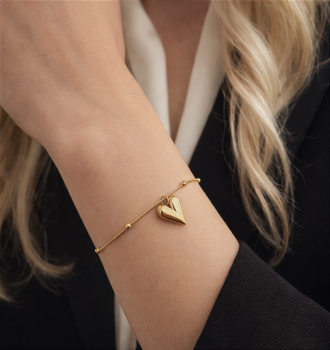 Złota bransoletka serce żmijka POZŁACANA STAL