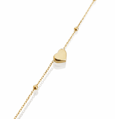 Złota bransoletka serduszko kulki POZŁACANA STAL 