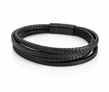 Bransoletka MĘSKA STAL CHIRURGICZNA pleciona kolor czarny 