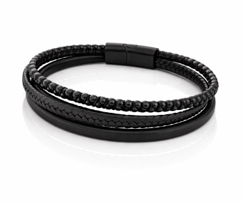 Bransoletka MĘSKA STAL CHIRURGICZNA pleciona kolor czarny