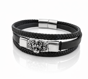 Bransoletka MĘSKA STAL CHIRURGICZNA pleciona kolor srebrny