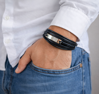 Bransoletka MĘSKA STAL CHIRURGICZNA pleciona kolor srebrny