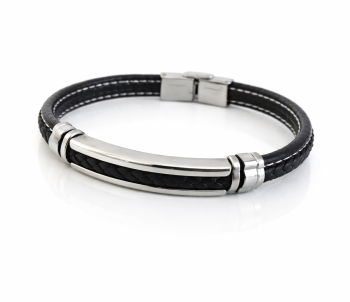 Bransoletka MĘSKA STAL CHIRURGICZNA pleciona kolor srebrny 